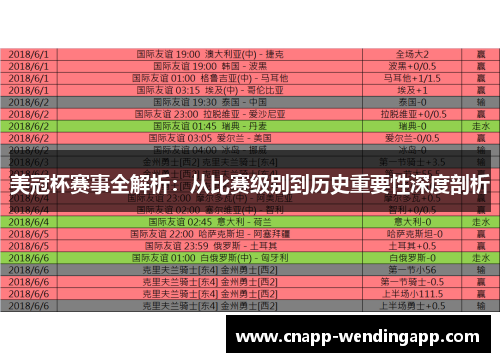 美冠杯赛事全解析:从比赛级别到历史重要性深度剖析 美冠杯赛事全解析:从比赛级别到历史重要性深度剖析