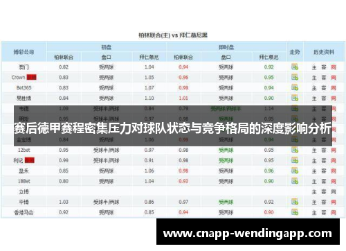 赛后德甲赛程密集压力对球队状态与竞争格局的深度影响分析
